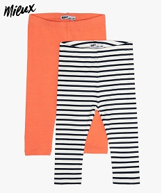 GEMO Legging bébé fille long en coton bio  (lot de 2) Orange