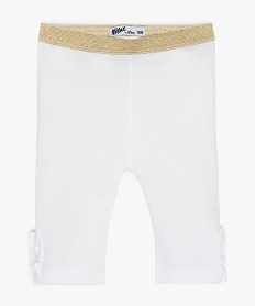 GEMO Legging bébé court à ceinture pailletée et volants Blanc