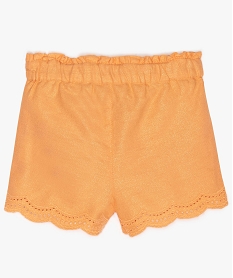 short bebe fille en coton lin a taille elastiquee orange shortsA546801_2
