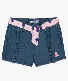 GEMO Short bébé fille en jean avec ceinture - Lulu Castagnette Bleu