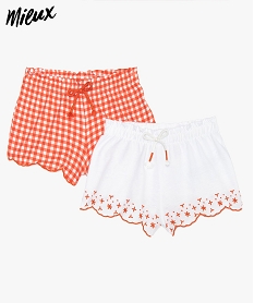 short fille imprime en coton bio (lot de 2) imprime shortsA547601_1