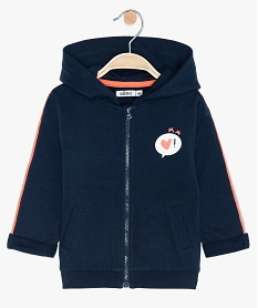 GEMO Sweat bébé fille avec capuche en coton bio Bleu