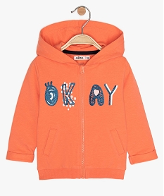 GEMO Sweat bébé fille avec capuche en coton bio Orange
