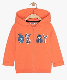 GEMO Sweat bébé fille avec capuche en coton bio Orange