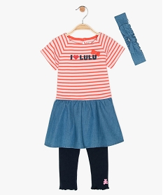 GEMO Ensemble bébé fille 3 pièces : robe + bandeau + legging - Lulu Castagnette Multicolore