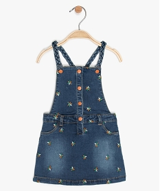 GEMO Robe bébé fille en jean à motifs brodés Gris