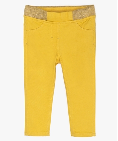 GEMO Jegging bébé fille à taille réglable et ceinture pailletée Jaune