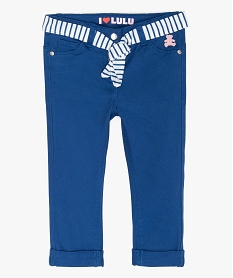 GEMO Pantalon bébé fille avec ceinture à nouer - Lulu Castagnette Bleu