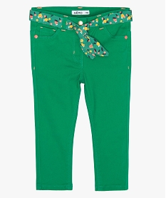 GEMO Pantalon bébé fille taille réglable et ceinture à nouer Vert