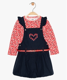 GEMO Ensemble bébé fille 2 pièces : robe + tee-shirt imprimé Bleu