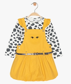 GEMO Ensemble bébé fille 2 pièces : robe + tee-shirt imprimé Jaune