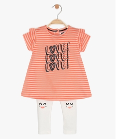 GEMO Ensemble bébé fille 2 pièces : legging et tunique en coton bio Imprimé