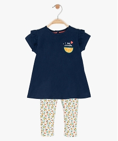 GEMO Ensemble bébé fille 2 pièces : legging et tunique en coton bio Bleu