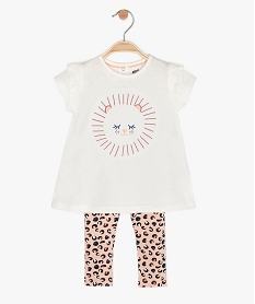 GEMO Ensemble bébé fille 2 pièces : legging et tunique en coton bio Blanc