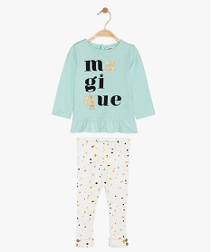 GEMO Ensemble bébé fille 2 pièces : tunique et legging en coton bio Vert