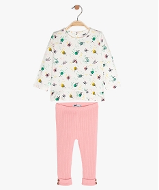 GEMO Ensemble bébé fille 2 pièces : tunique et legging en coton bio Rose