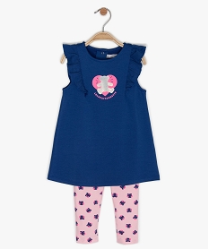 GEMO Ensemble bébé fille 2 pièces : legging et tunique Lulu Castagnette Bleu