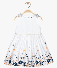 GEMO Robe bébé fille bouffante et motif fleuri Blanc