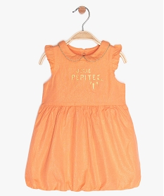 GEMO Robe bébé fille en coton et lin pailleté Orange