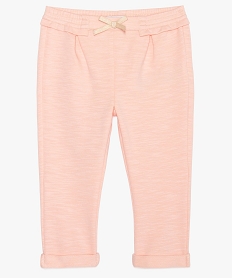 GEMO Pantalon bébé fille en maille avec ceinture élastique rose standard