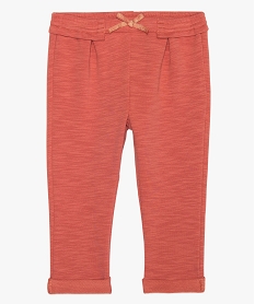GEMO Pantalon bébé fille en maille avec ceinture élastique marron standard