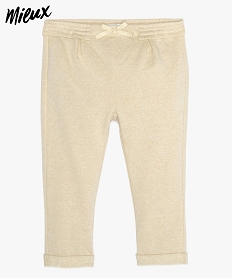 pantalon bebe fille confortable a paillettes avec coton bio beigeA554501_1