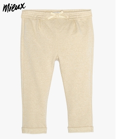 GEMO Pantalon bébé fille confortable à paillettes avec coton bio Beige