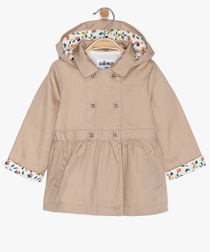 manteau bebe fille zippee avec capuche imprimee beigeA554901_1