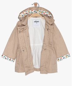 manteau bebe fille zippee avec capuche imprimee beigeA554901_2