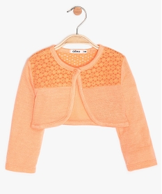 GEMO Gilet bébé fille court avec dentelle Orange