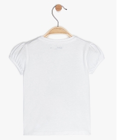 tee-shirt bebe fille a manches ballon et motifs en coton bio blanc tee-shirts manches courtesA556501_2