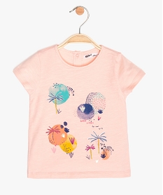 GEMO Tee-shirt bébé fille manches courtes imprimé 100% coton biologique Rose