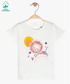tee-shirt bebe fille manches courtes imprime 100 coton biologique blancA557201_1