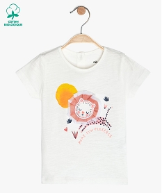 GEMO Tee-shirt bébé fille manches courtes imprimé 100% coton biologique Blanc