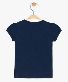 tee-shirt bebe fille a manches ballon et motifs en coton bio bleu tee-shirts manches courtesA557301_2