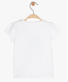 tee-shirt bebe fille a manches ballon et motifs en coton bio blanc tee-shirts manches courtesA557401_2