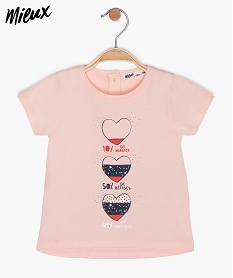 tee-shirt bebe fille imprime en coton biologique roseA557601_1