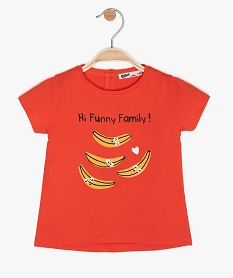 tee-shirt bebe fille imprime en coton biologique orange tee-shirts manches courtesA557701_1