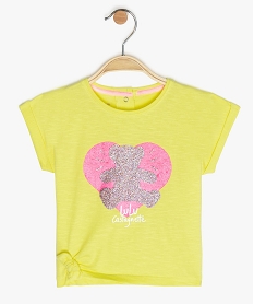 GEMO Tee-shirt bébé fille loose à motif pailleté - Lulu Castagnette Jaune