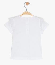 tee-shirt bebe fille a volants en coton biologique a motif fantaisie blanc tee-shirts manches courtesA558001_2