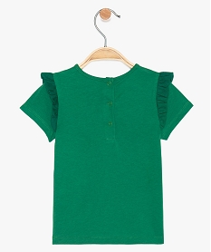 tee-shirt bebe fille a volants en coton biologique a motif xxl devant vert tee-shirts manches courtesA558101_2
