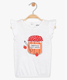 GEMO Tee-shirt bébé fille blousant sans manches Blanc