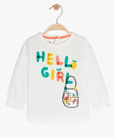 GEMO Tee-shirt bébé fille imprimé multimatière Beige