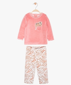 GEMO Pyjama bébé fille en velours motif tigré Rose