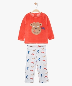GEMO Pyjama bébé garçon en velours motif singe Rouge
