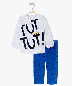GEMO Pyjama bébé garçon en velours avec motifs voitures Bleu