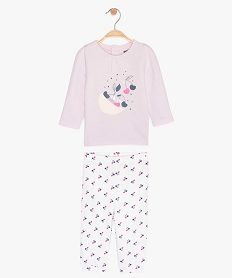 GEMO Pyjama bébé fille motif cerise fluo 2 pièces en coton bio Multicolore