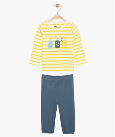 pyjama bebe garcon en coton bio bicolore a motifs jaune pyjamas 2 piecesA562201_1