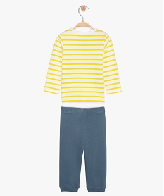 pyjama bebe garcon en coton bio bicolore a motifs jauneA562201_2