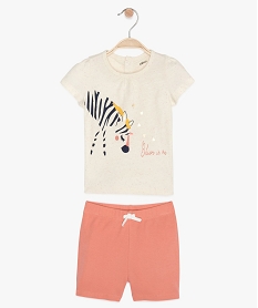 GEMO Pyjashort bébé fille à imprimé zèbre et paillettes Multicolore